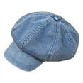 thumbnail image 1 of Womens Ladies Denim 8 Panel Newsboy Flat Caps Cabbie Peaked Driving Hat , LIght Blue, 1 of 7