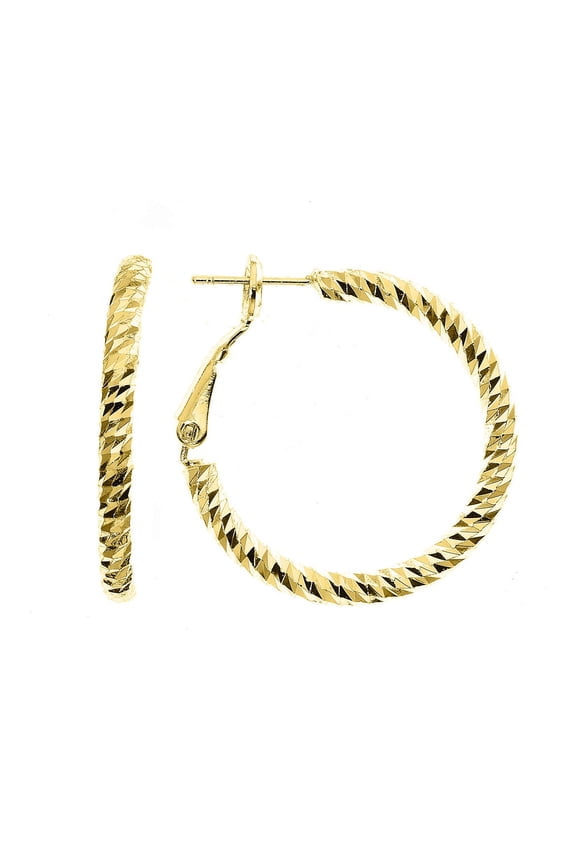 Womens Ladies Fashion Accessories Jewelry 14K Gold Plated Diamond Cut Hoop Earrings 30mm