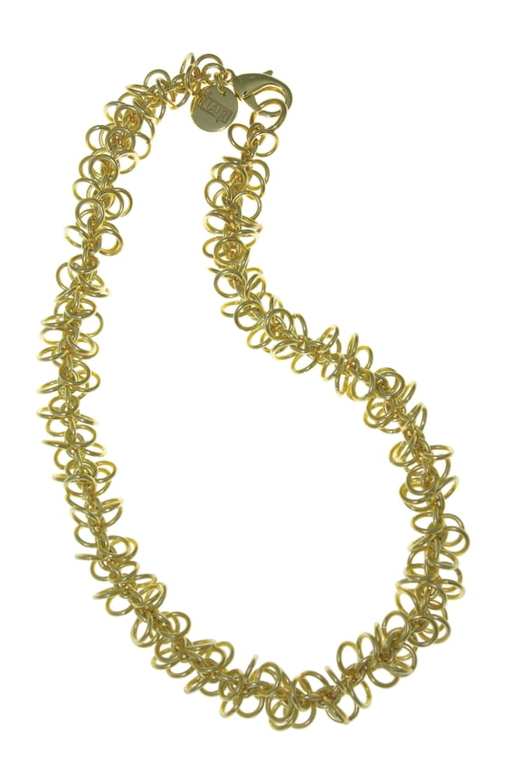 Womens Ladies Fashion Accessories Jewelry 18K Gold Plated Circle Link Necklace 16 Inches Made in Italy