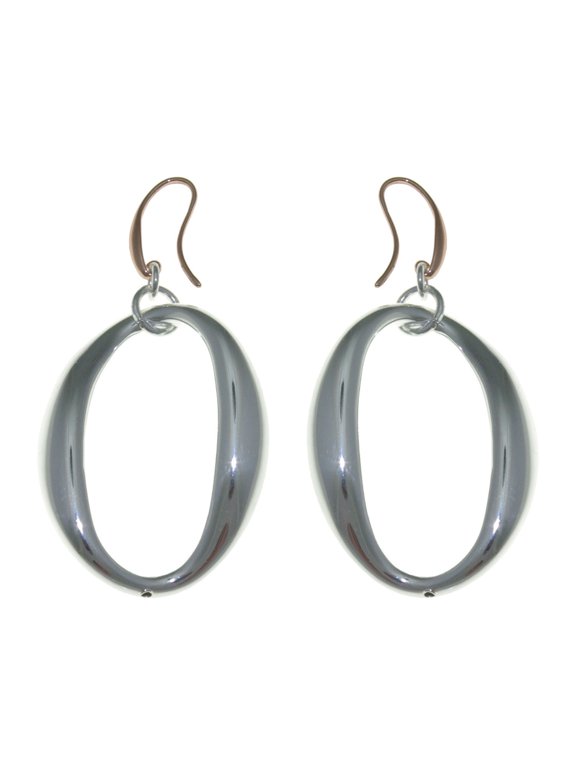 Womens Ladies Fashion Accessories Jewelry Fine Silver 18K Rose Gold Electro Plated Oval Electroform Drop Dangle Earrings Made in Italy