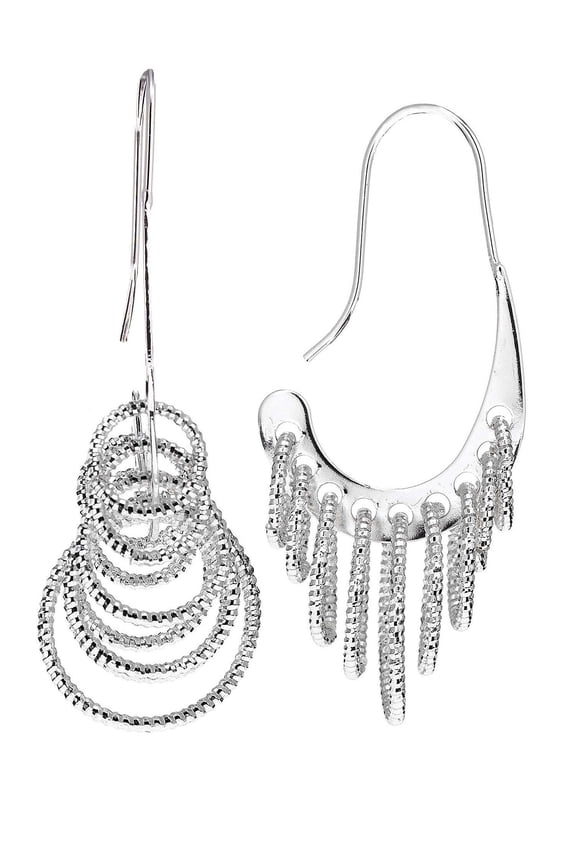 Womens Ladies Fashion Accessories Jewelry Rhodium Plated Gypsy Earrings with Circle Dangle