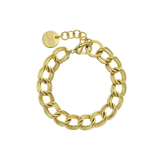 Womens Ladies Fashion Accessory Jewelry 18K Gold Electroplated Yellow Double Twisted Link Chain Bracelet With Drawstring Chiffon Pouch
