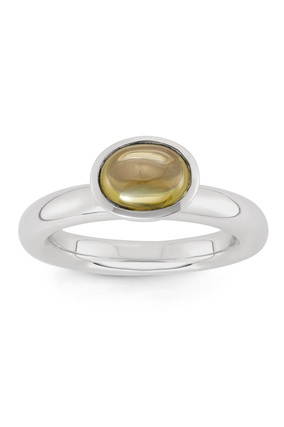 Womens Ladies Fine Accessories Jewelry Sterling Silver Green Oval CZ Center Stone Spinning Ring With Drawstring Chiffon Pouch