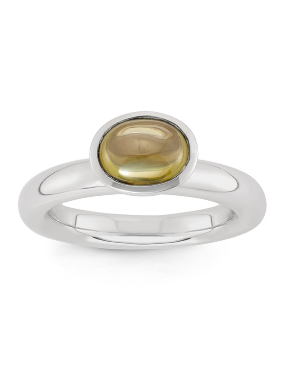 Womens Ladies Fine Accessories Jewelry Sterling Silver Green Oval CZ Center Stone Spinning Ring With Drawstring Chiffon Pouch