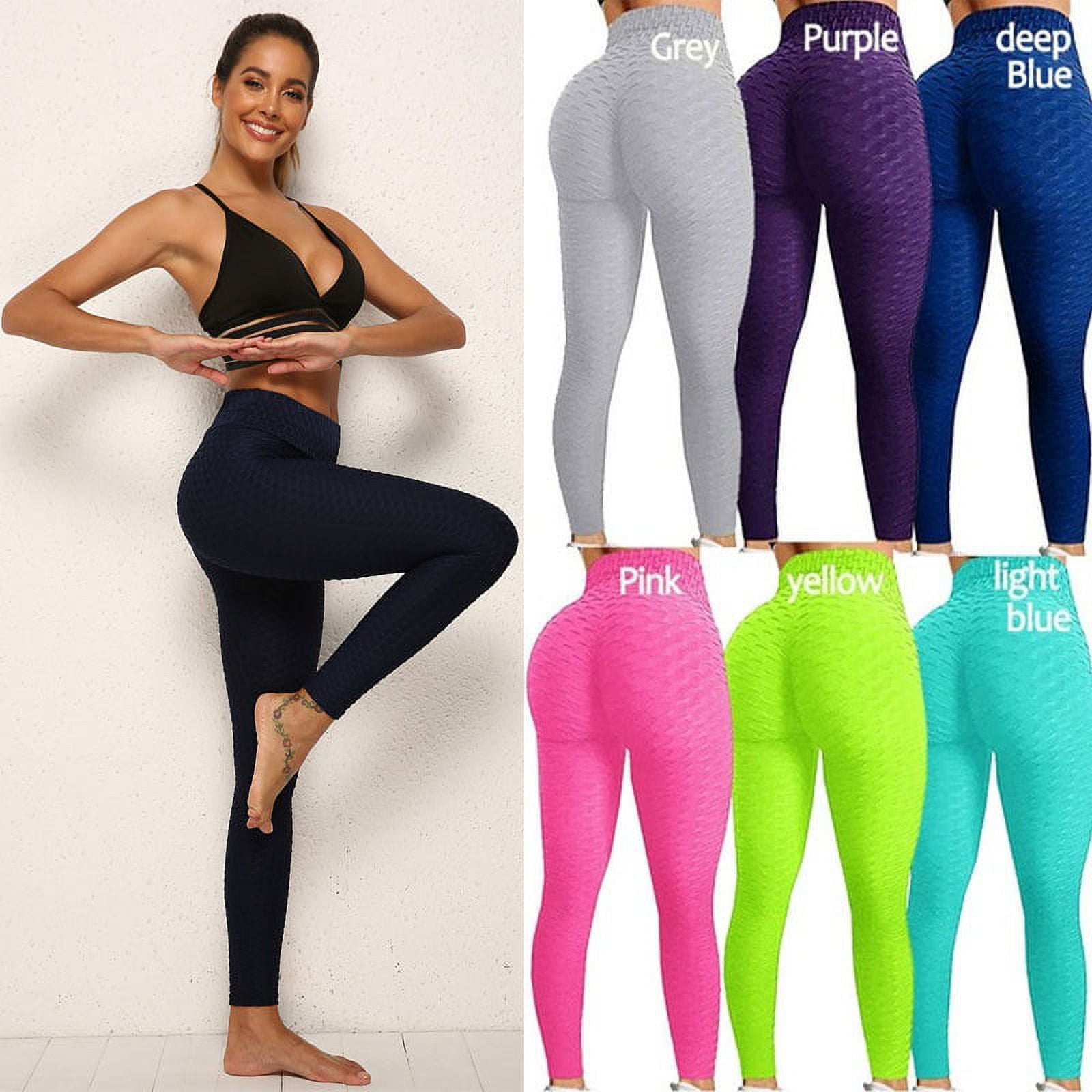 Canrulo Women Booty Legging Yoga Pants Bubble Butt Lifting Workout Tights  Black XL