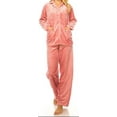 thumbnail image 1 of Womens Ladies Fleece Button Up PJ Pajama Set, Pink - Jacquard Print (1 set), Size M, 1 of 3