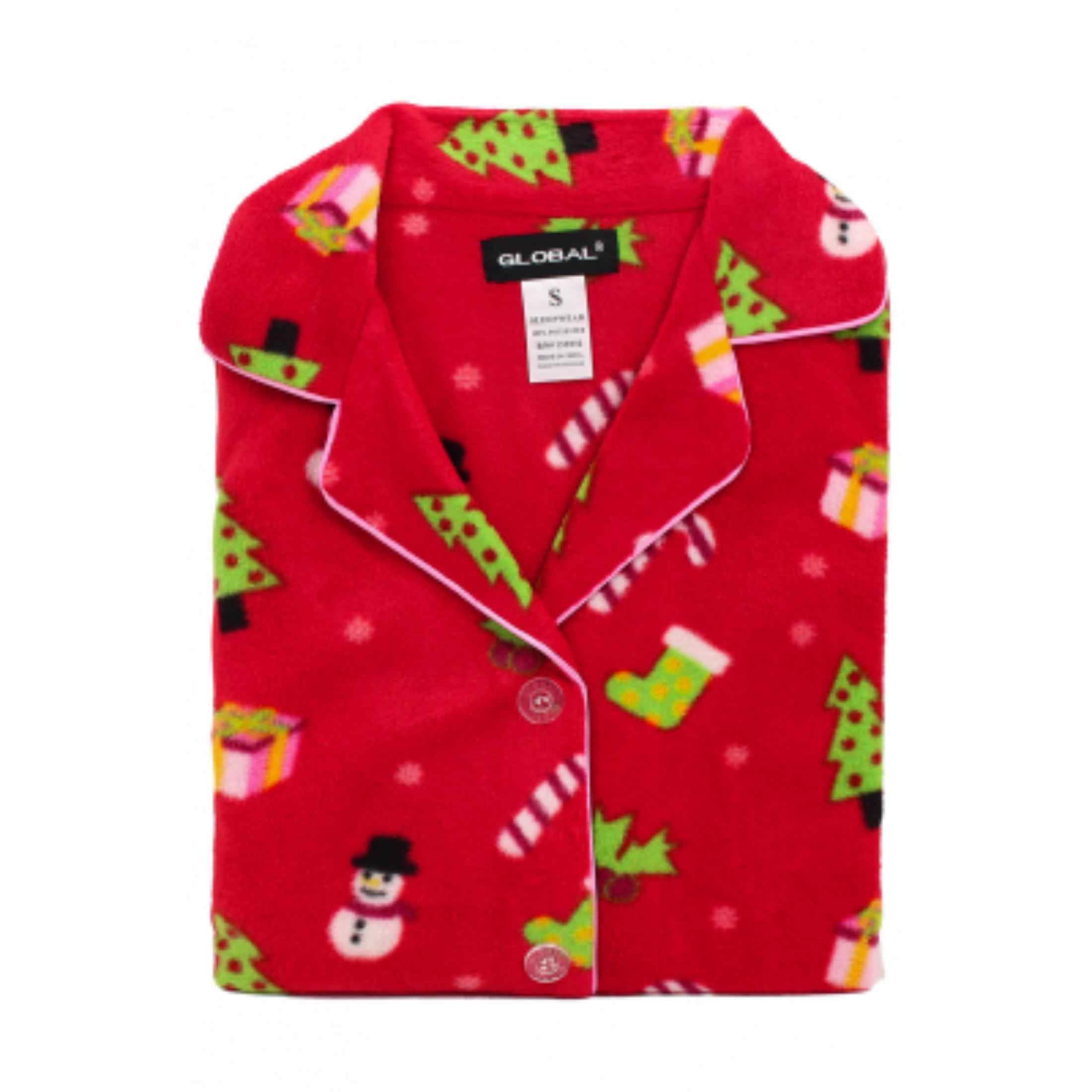 Womens Ladies Fleece PJ Pajama Set, Christmas / Red (1 set), Size S ...