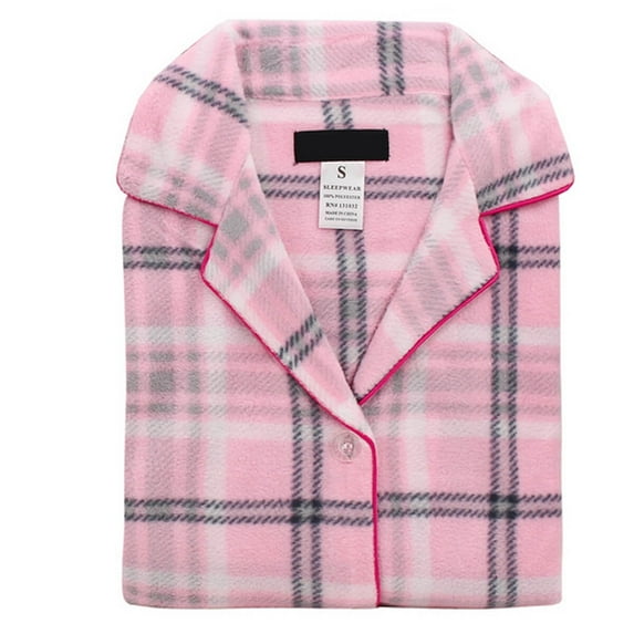 Womens Ladies Fleece PJ Pajama Set Pink Plaid Size 2XL
