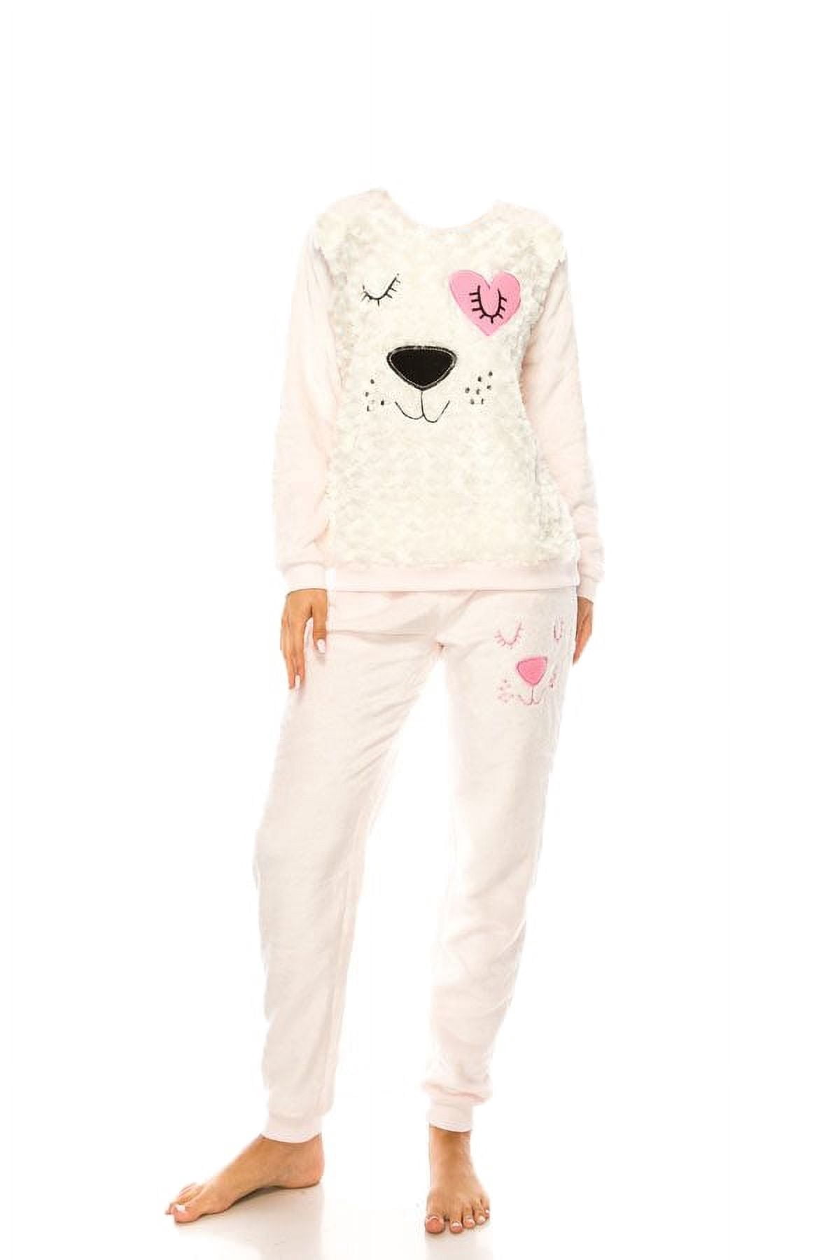 Pj Rabbit Womens Ladies Fleece PJ Pajama Set White Rabbit Size M - Walmart.com