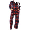 thumbnail image 1 of Womens Ladies Fleece Button Up PJ Pajama Set Red Navy Plaid Size XL, 1 of 5