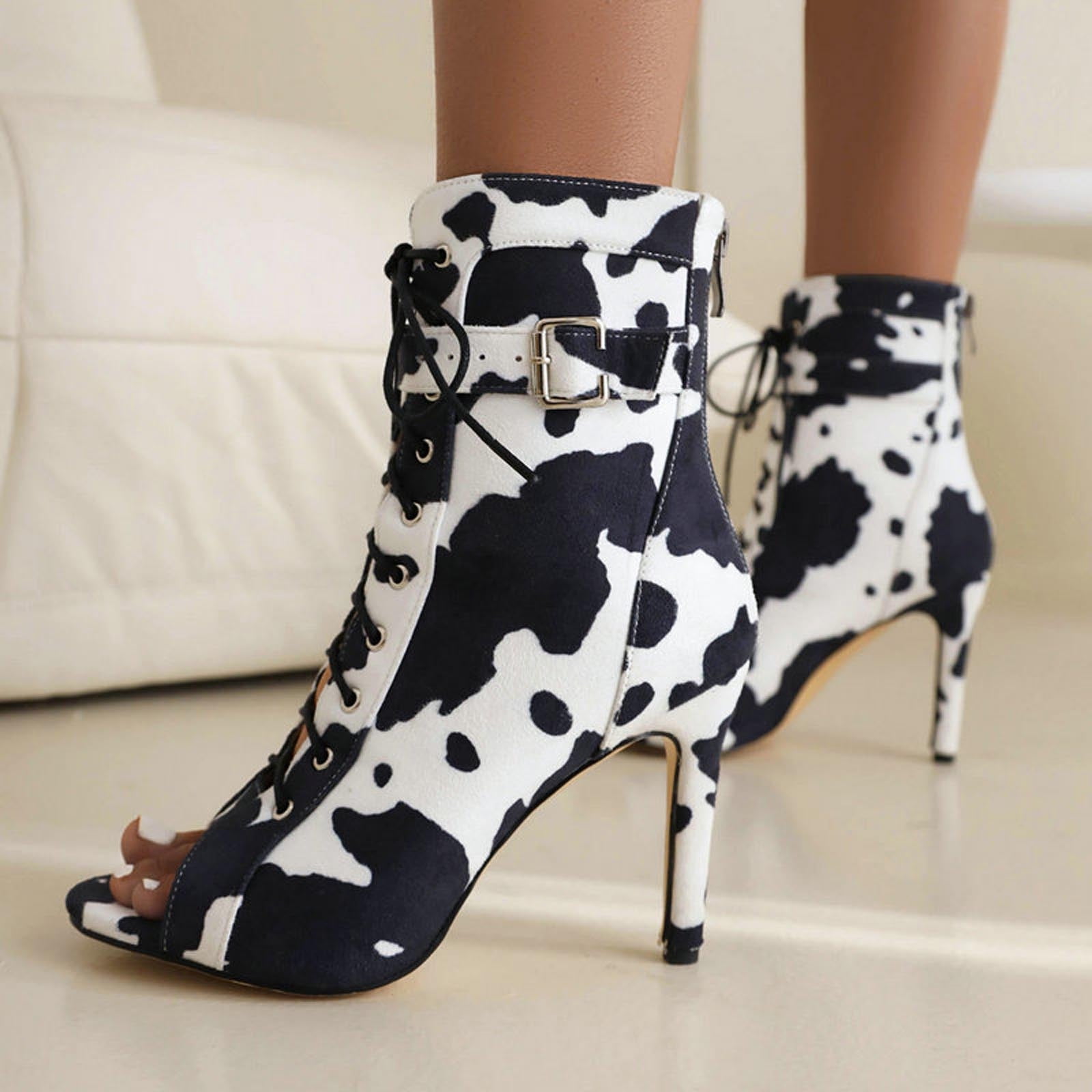 Womens Ladies High Heels Ankle Boots Comfort Smart Office Formal Work ...