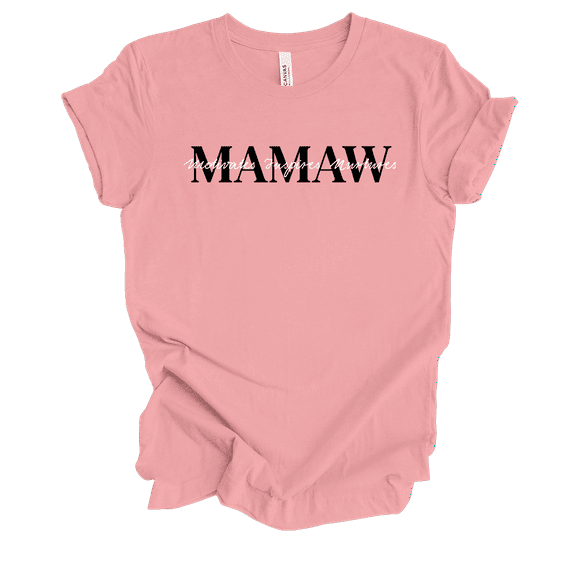 Womens Ladies Mother's Day Cute Sweet Motivates Inspires Nurtures Pink Short Sleeve T-Shirt-Mamaw-Large