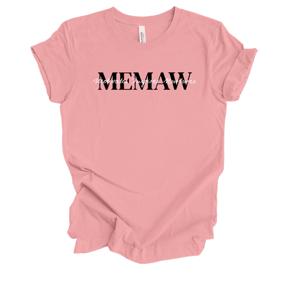 Womens Ladies Mother's Day Cute Sweet Motivates Inspires Nurtures Pink Short Sleeve T-Shirt-Memaw-Medium