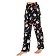 thumbnail image 1 of Womens Ladies Plush Fleece PJ Pajama Pants, Kitty-Black, Size M, 1 of 1
