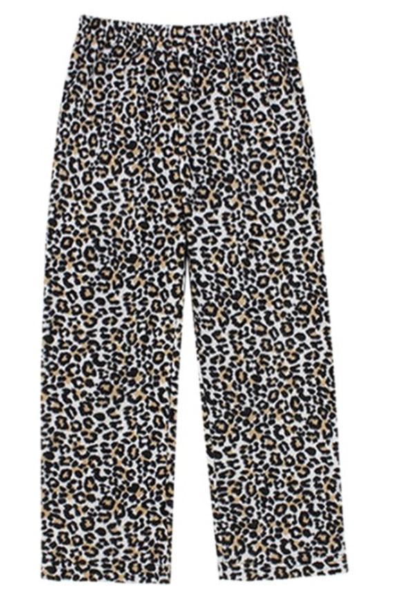 Womens Ladies Plush Fleece PJ Pajama Pants, LEOPARD, Size L