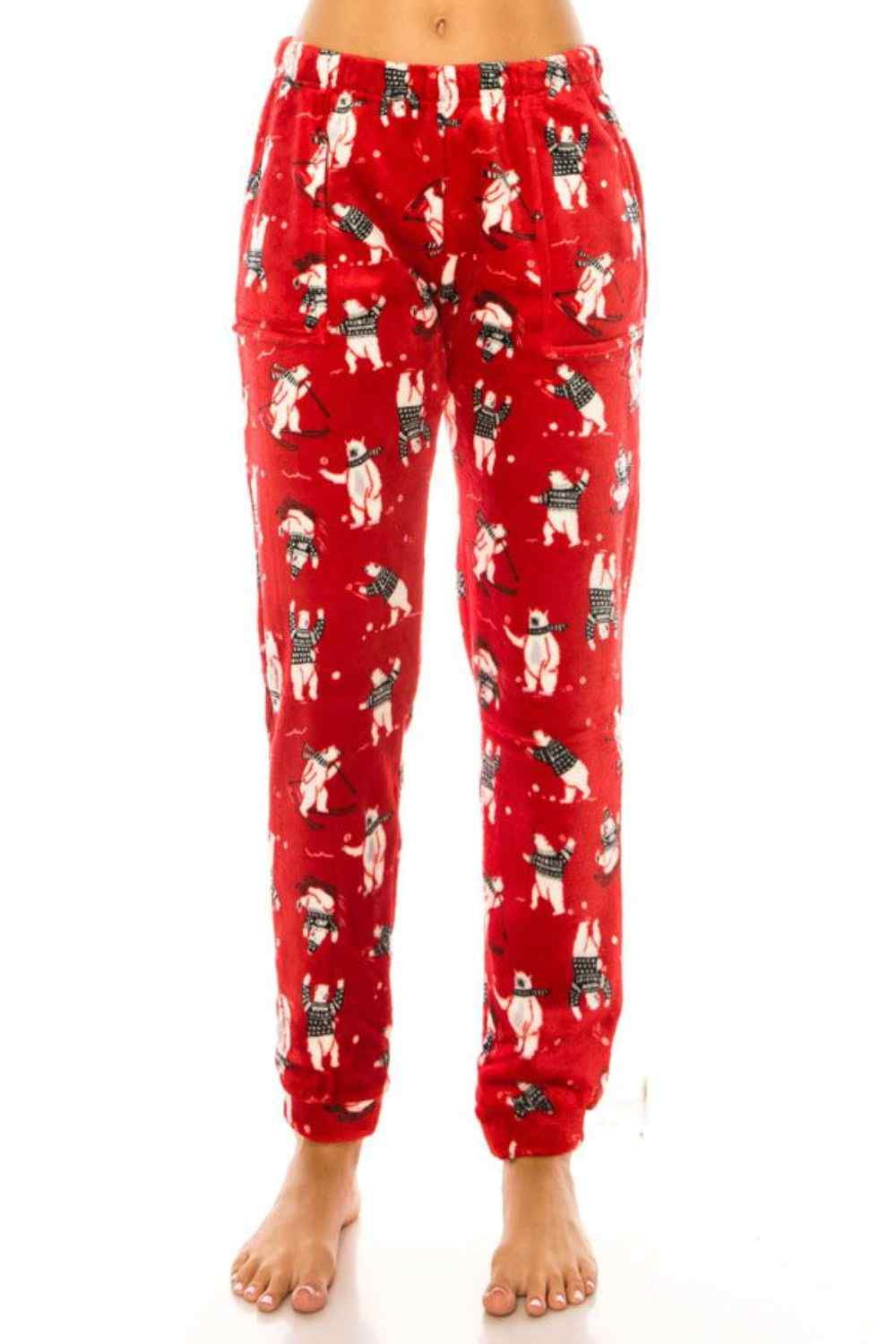 Womens Ladies Plush Fleece PJ Pajama Pants 3122PLD, Pink Plaid, Size XL