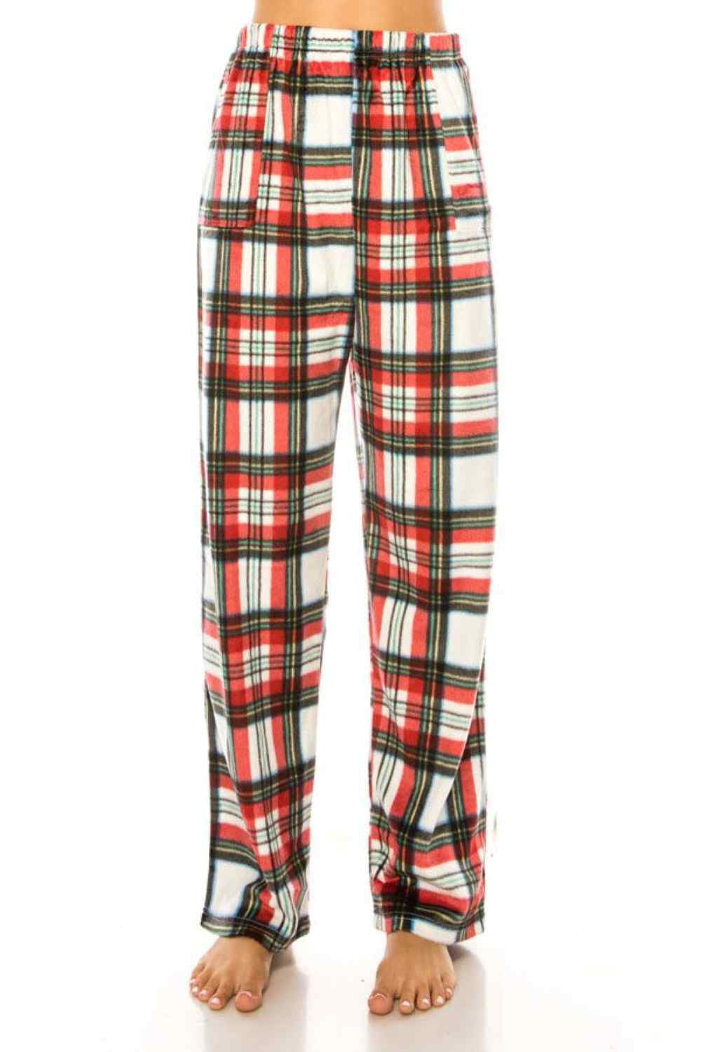 Womens Ladies Plush Fleece PJ Pajama Pants 80142P, Green