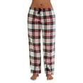 thumbnail image 1 of Womens Ladies Plush Fleece PJ Pajama Pants, White / Red Plaid , Size S, 1 of 2