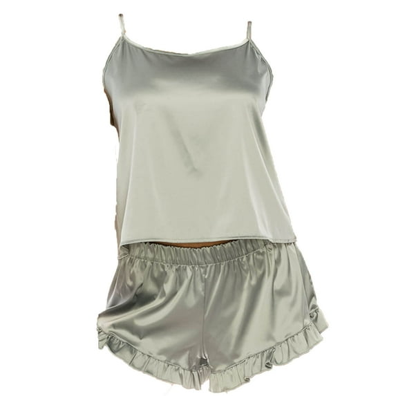 Womens Ladies Satin PJ Pajama Cami & Shorts Set 32303, Jade (1 set), Size M