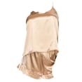 thumbnail image 1 of Womens Ladies Satin PJ Pajama Racerback Cami & Shorts Set 32410, Taupe (1 set), Size L, 1 of 3