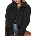 thumbnail image 1 of Womens Ladies Thick Warm Teddy Bear Pocket Fleece Jacket Coat Zip Up Outwear Overcoat Black, 1 of 4