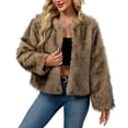 thumbnail image 1 of qucoqpe Womens Cropped Faux Furry Jackets Fashion Elegant Long Sleeve Open Front Plushy Coat Lightweight Comfy Winter Clothing for Women, 1 of 5