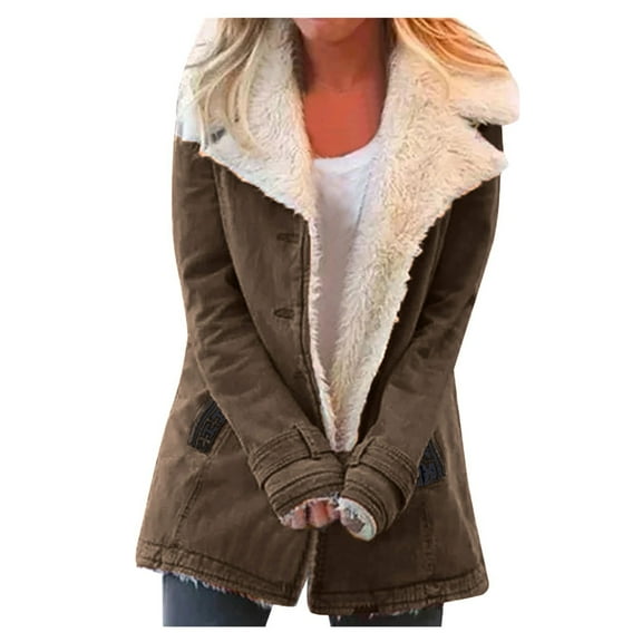 Womens Ladies Warm Winter Teddy Bear Coat Jacket Color Matching Outwear Teddy