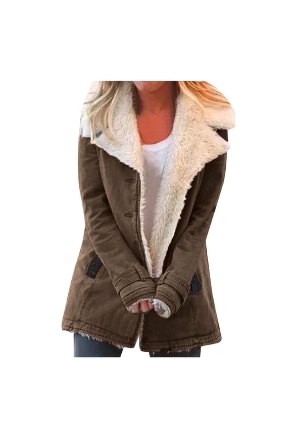 Womens Ladies Warm Winter Teddy Bear Coat Jacket Color Matching Outwear Teddy