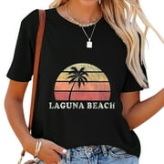 Womens Laguna Beach Ca Vintage 70S Retro Throwback Design T-Shirt Black 2XL