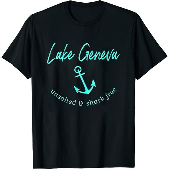 Womens Lake Geneva Unsalted Shark Free Boating Boat Fishing V-Neck T-Shirt Black 4X-Large