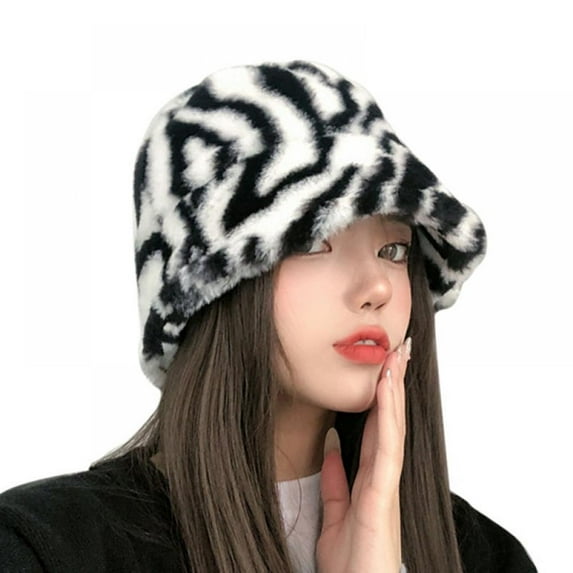 Womens Lambs Wool Bucket Hat Japanese Cute Girls Outdoor Sports Fisherman Cap for Women Casual Winter Warm Hat