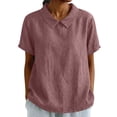 thumbnail image 1 of Womens Lapel Summer Tops, Short Sleeve Shirts for Women Fashion Loose Fit Denim Printed Crewneck T-Shirts, 1 of 6