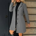 thumbnail image 1 of Womens Lapel Woolen Coat Plus Size Elegant Mid Length Jacket Warm Overcoat Fall Winter Office Work Outerwear New Women's Fashion Fall Jacket Dark Gray S, 1 of 9