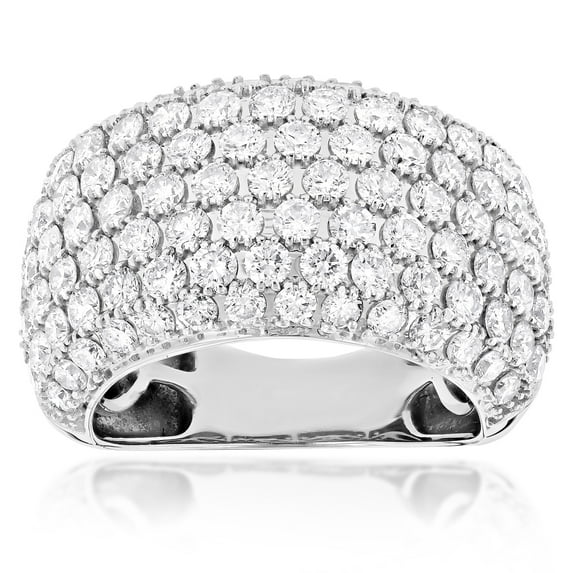 Womens Large Big Gold Nautral Diamond Ring 14K Statement Jewelry (White Gold Size 5.5)