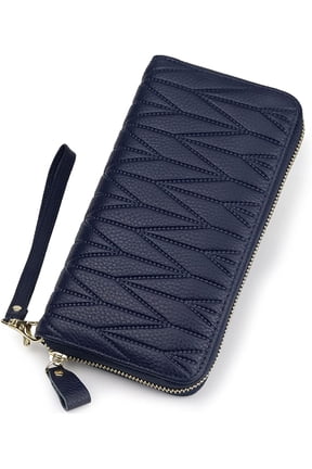 Womens Large Capacity Credit Card Wallet Embossed Leather Phone Holder Wristlet Clutch RFID Blocking Zip Around Card Organizer (Red), WL-019