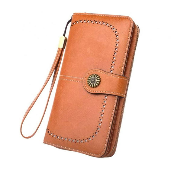 Womens Large Capacity RFID Blocking Leather Wallets