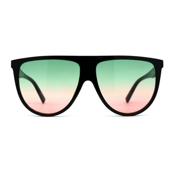 Womens Large Diva Flat Top 80s Mob Plastic Sunglasses Black Green Pink