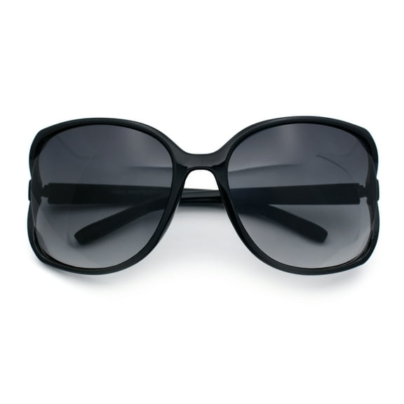 Womens Large Exposed Side Lens Butterfly Plastic Sunglasses Black Gradient Black