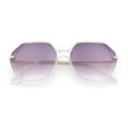 thumbnail image 1 of Womens Large Fancy Octagonal Retro Designer Mod Fashion Sunglasses Clear - Smoke, 1 of 8
