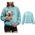 thumbnail image 1 of Womens Large Pet Pouch Sweatshirt Oversized Pet Carrier Sweatshirt Fashionable Long Sleeve Oversized Pocket Pullover Shirt for Women Fall Winter Clothes, 1 of 5