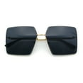 thumbnail image 1 of Womens Large Rectangle Thin Metal Rim Butterfly Minimal Sunglasses Gold - Black, 1 of 8