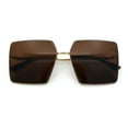 thumbnail image 1 of Womens Large Rectangle Thin Metal Rim Butterfly Minimal Sunglasses Gold - Brown, 1 of 8