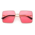 thumbnail image 1 of Womens Large Rectangle Thin Metal Rim Butterfly Minimal Sunglasses Gold - Pink, 1 of 8
