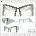 thumbnail image 1 of Womens Large Rhinestone Bold Angular Squared Rectangle Plastic Sunglasses Silver - Clear Mirror, 1 of 8