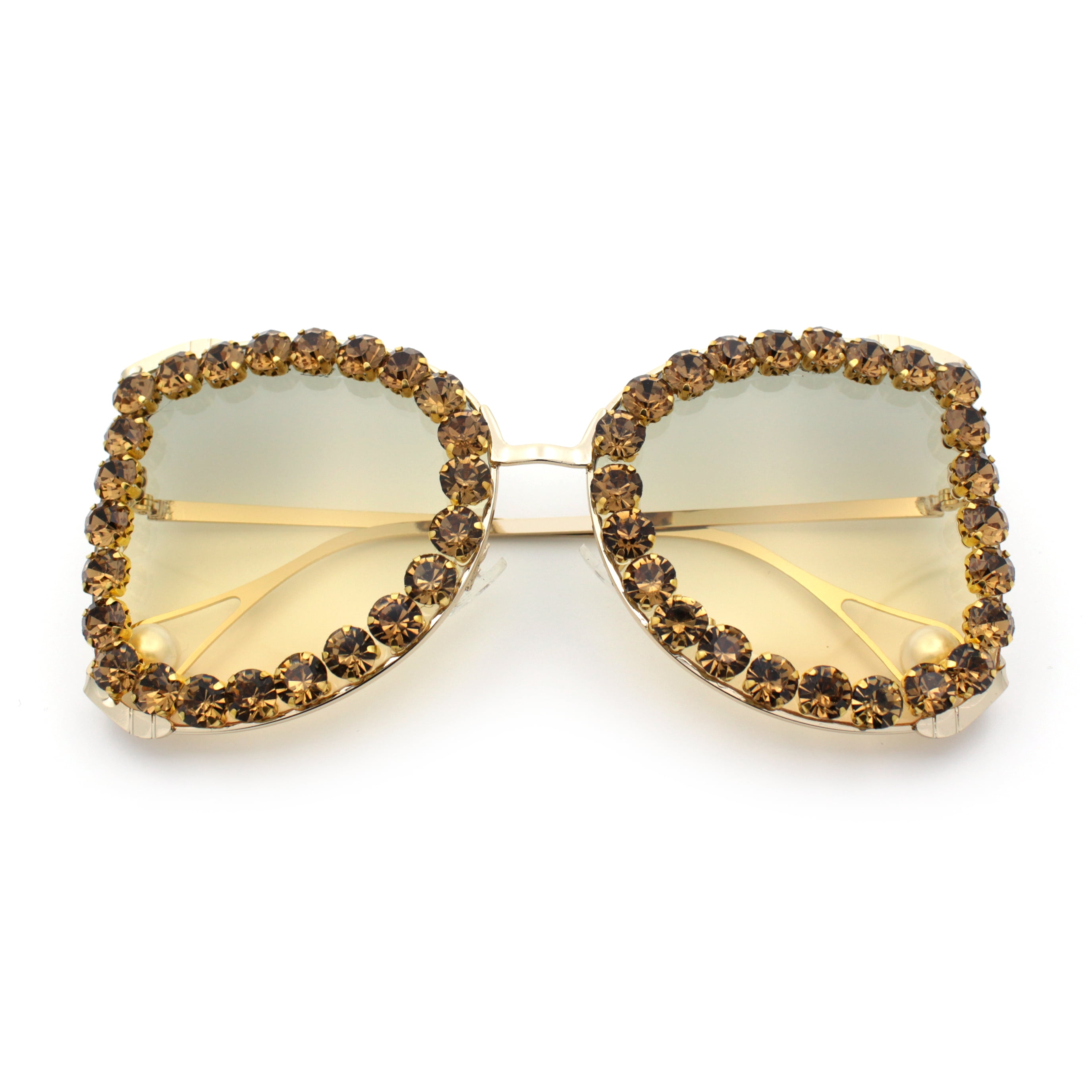 Womens Large Rhinestone Show Light Rim Trim Metal Rim 