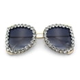 thumbnail image 1 of Womens Large Rhinestone Show Light Rim Trim Metal Rim Butterfly Sunglasses Gold Clear - Smoke, 1 of 8