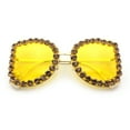 thumbnail image 1 of Womens Large Rhinestone Show Light Rim Trim Metal Rim Butterfly Sunglasses Gold Pink - Yellow, 1 of 8