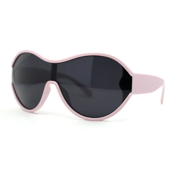 Womens Large Shield Round Elegant Designer Diva Sporty Plastic Sunglasses Pink - Black
