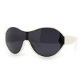 thumbnail image 1 of Womens Large Shield Round Elegant Designer Diva Sporty Plastic Sunglasses White - Black, 1 of 4