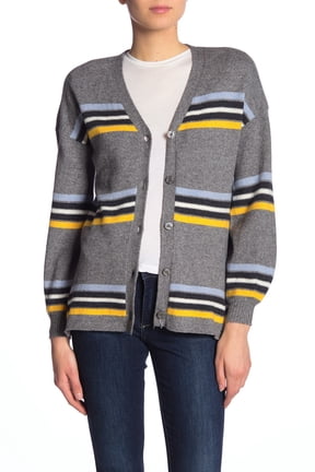 Womens Large Striped Girlfriend Cardigan L